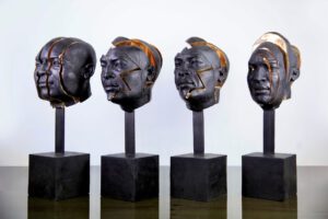 NUBIAN HEADS Bronze AntonSmit collectable sculpture art