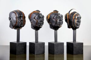 NUBIAN HEADS Bronze AntonSmit collectable sculpture art